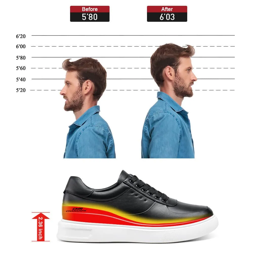 6 CM / 2.36 Inches CMR CHAMARIPA Elevator Shoes - Step Up Your Height Game with Black Casual Elevator Sneakers - Gain 2.36 Inches Instantly!