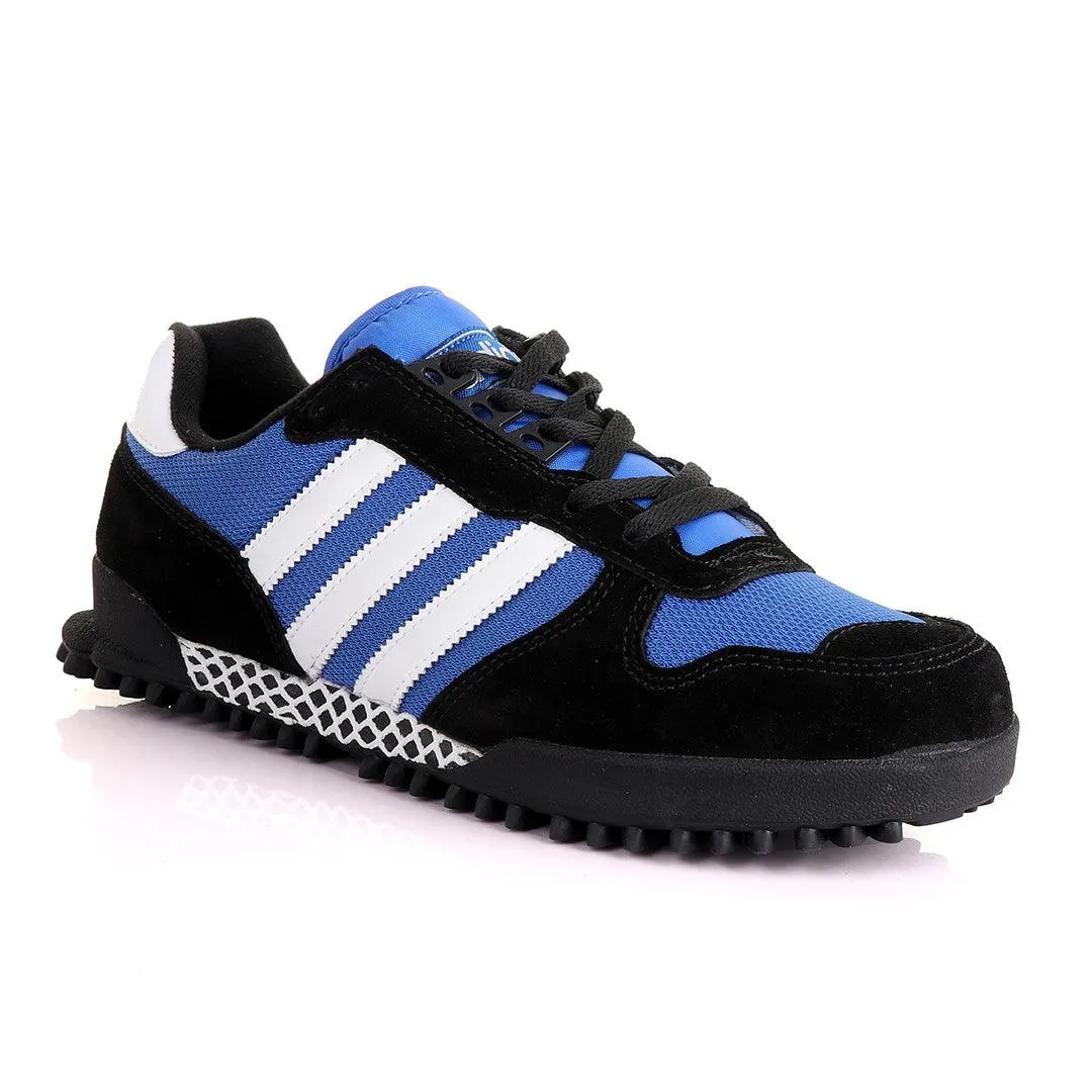 Ad Simplified Fabric Black And Royal Blue Sneakers