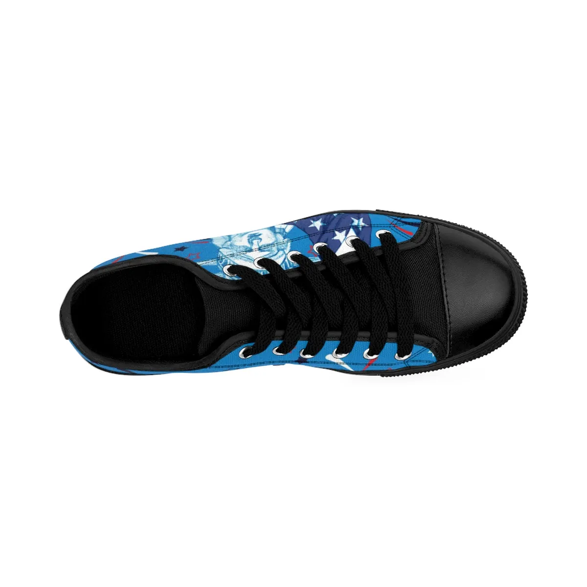 Blue July 4th Men's Sneakers, American Statue Of Liberty Low Top Tennis Running Shoes