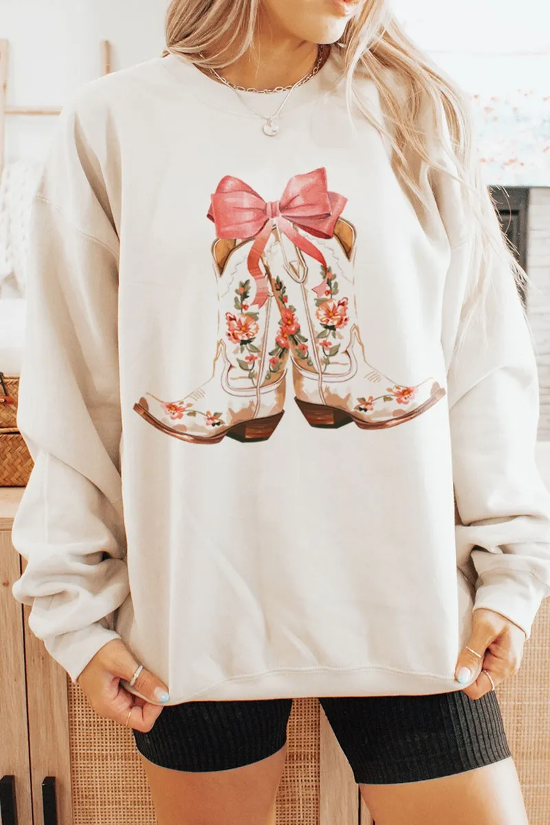 Bow & Floral Boot Sweatshirt