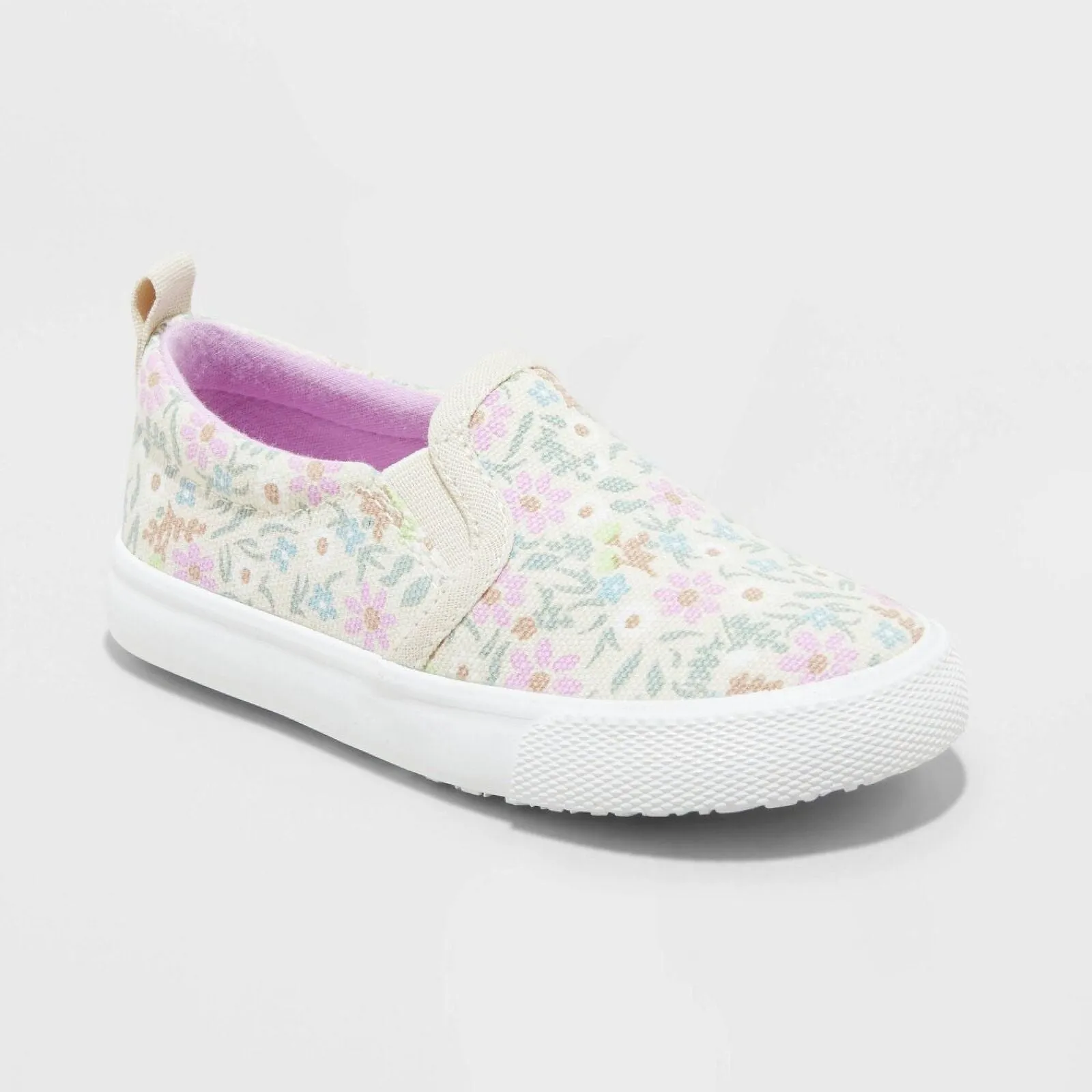 Cat & Jack Toddler Girls Keagan Floral Print Slip-On Sneakers Tan Floral 8T