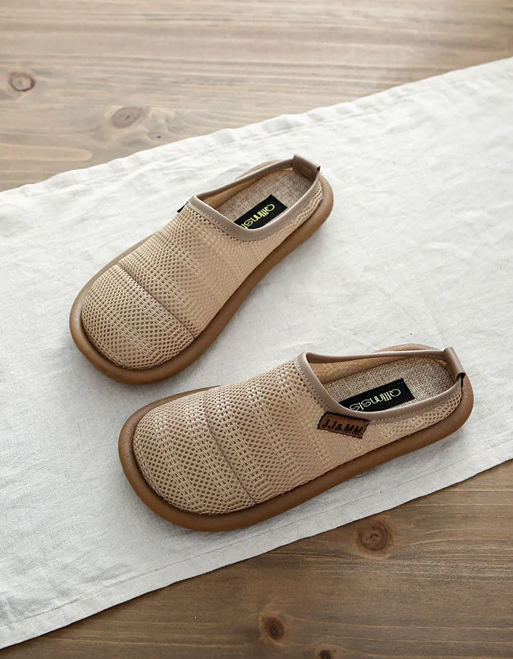 Close Toe Knitted Hollow Breathable Slippers Mules