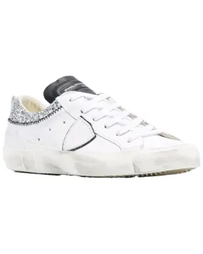 Collier Low Top Sneaker in Blanc Glitter