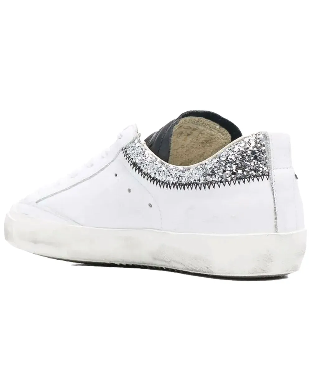 Collier Low Top Sneaker in Blanc Glitter