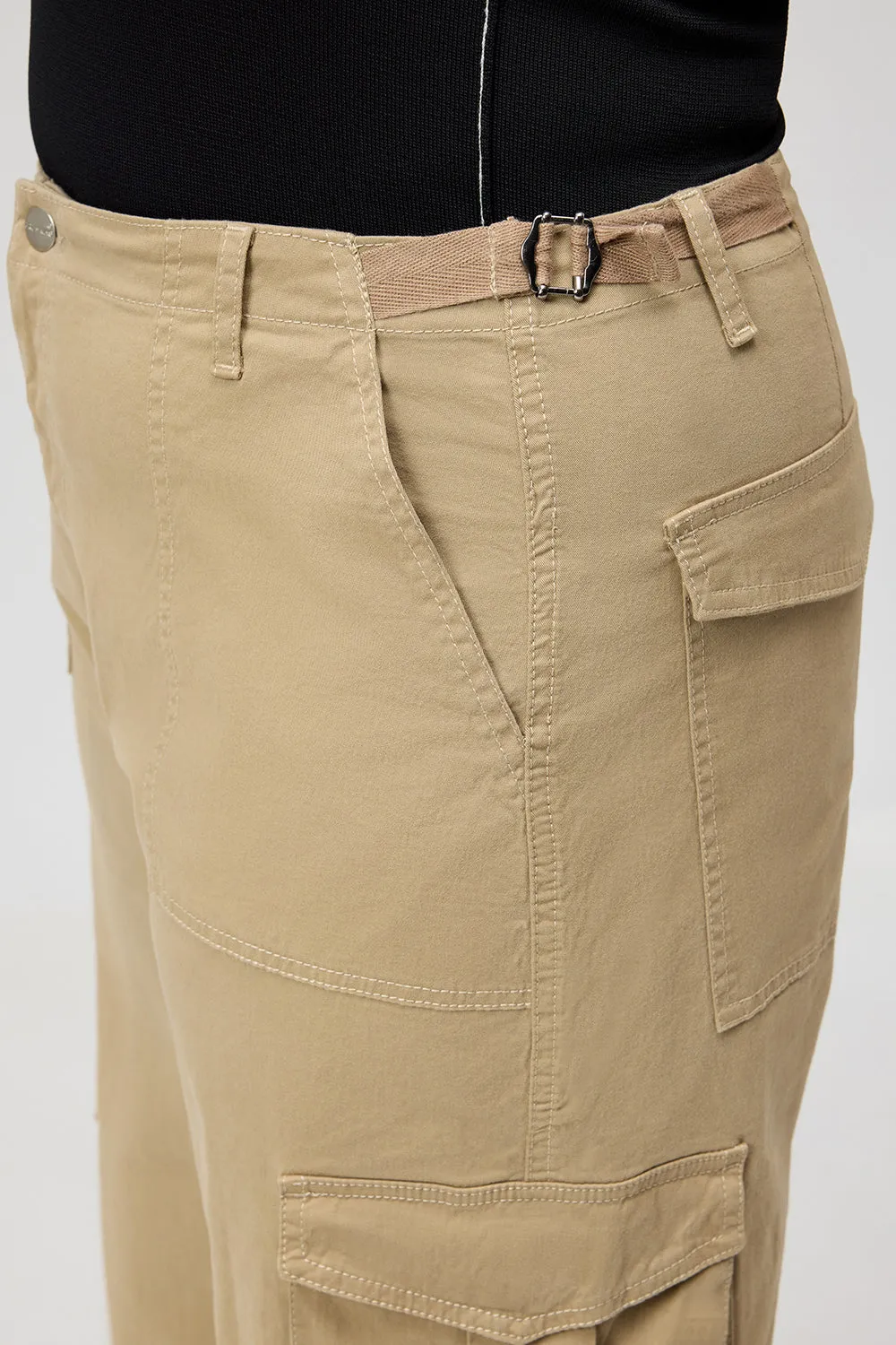 Curve Dark Beige Cargo Jeans