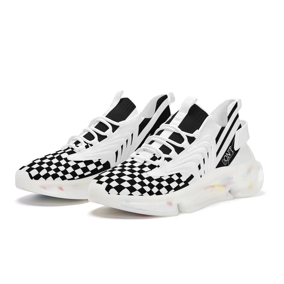 DON'T DX4 White Logo Black Stripes & White Air Max React Sneakers - l