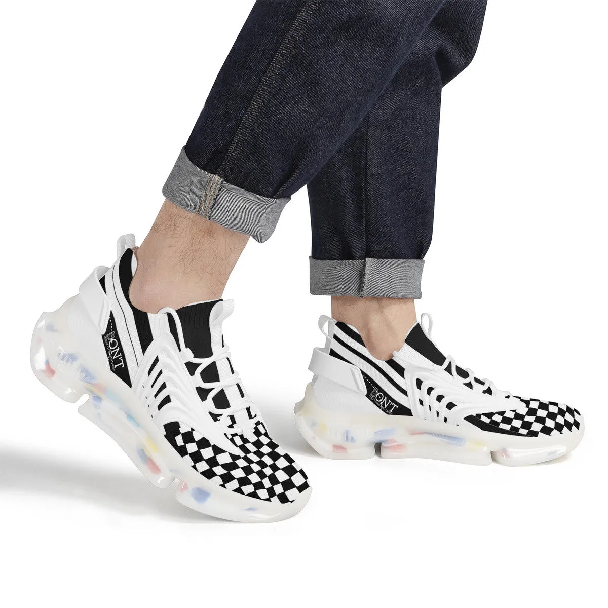 DON'T DX4 White Logo Black Stripes & White Air Max React Sneakers - l