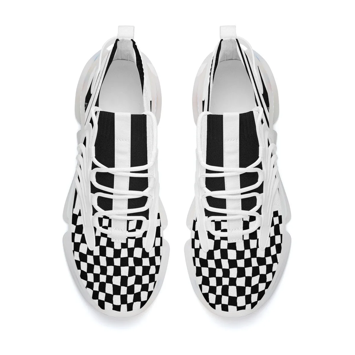 DON'T DX4 White Logo Black Stripes & White Air Max React Sneakers - l