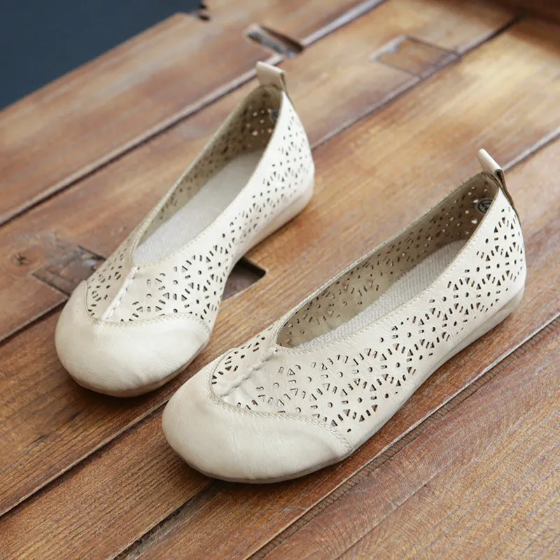 Handmade Retro Hollow-Out Breathable Flats