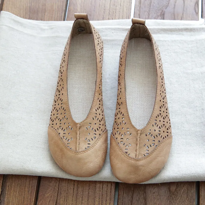 Handmade Retro Hollow-Out Breathable Flats