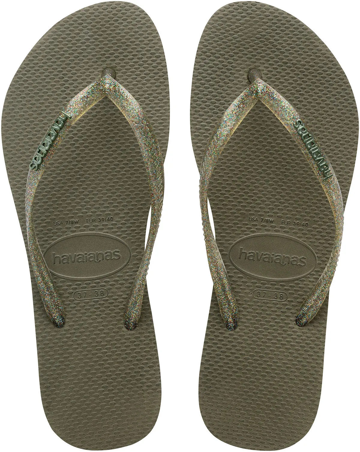 Havaianas Slim Logo Metal In Green For Women