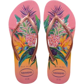 Havaianas Slim Tropical Flip Flops - Pink Porcelin - 6/7 UK