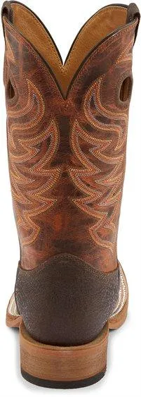 Justin Men’s Bent Rail Caddo Brown Stone Square toe Western Boots BR777