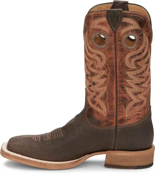 Justin Men’s Bent Rail Caddo Brown Stone Square toe Western Boots BR777