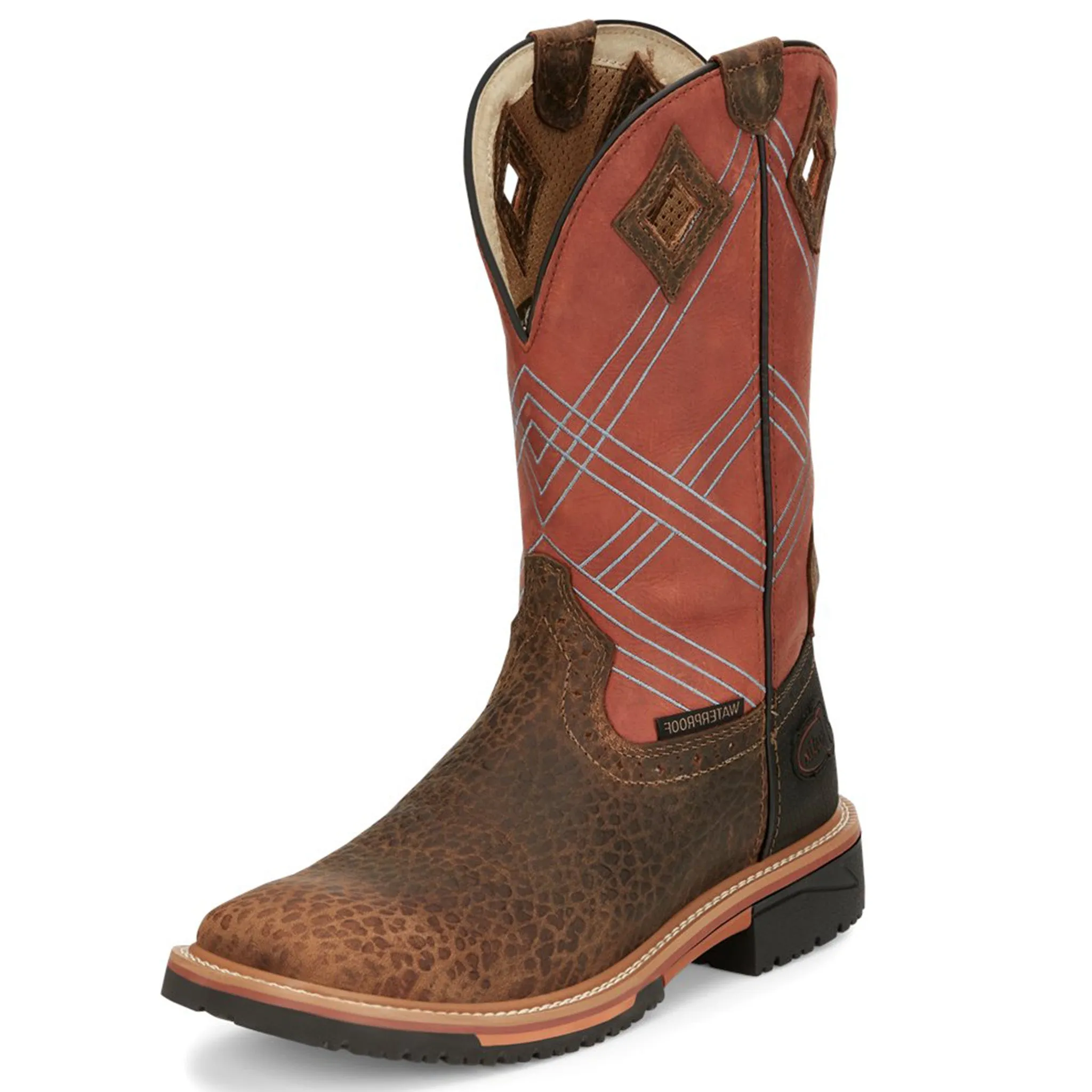 Justin Men's Brown/Burnt Orange H2O Proof Boot