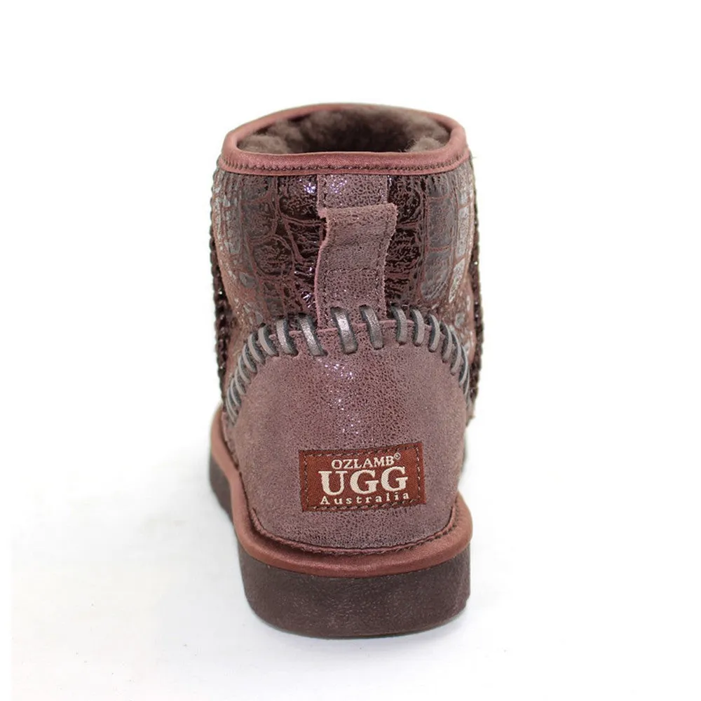 Leather Short Ugg Boot - Crocodile