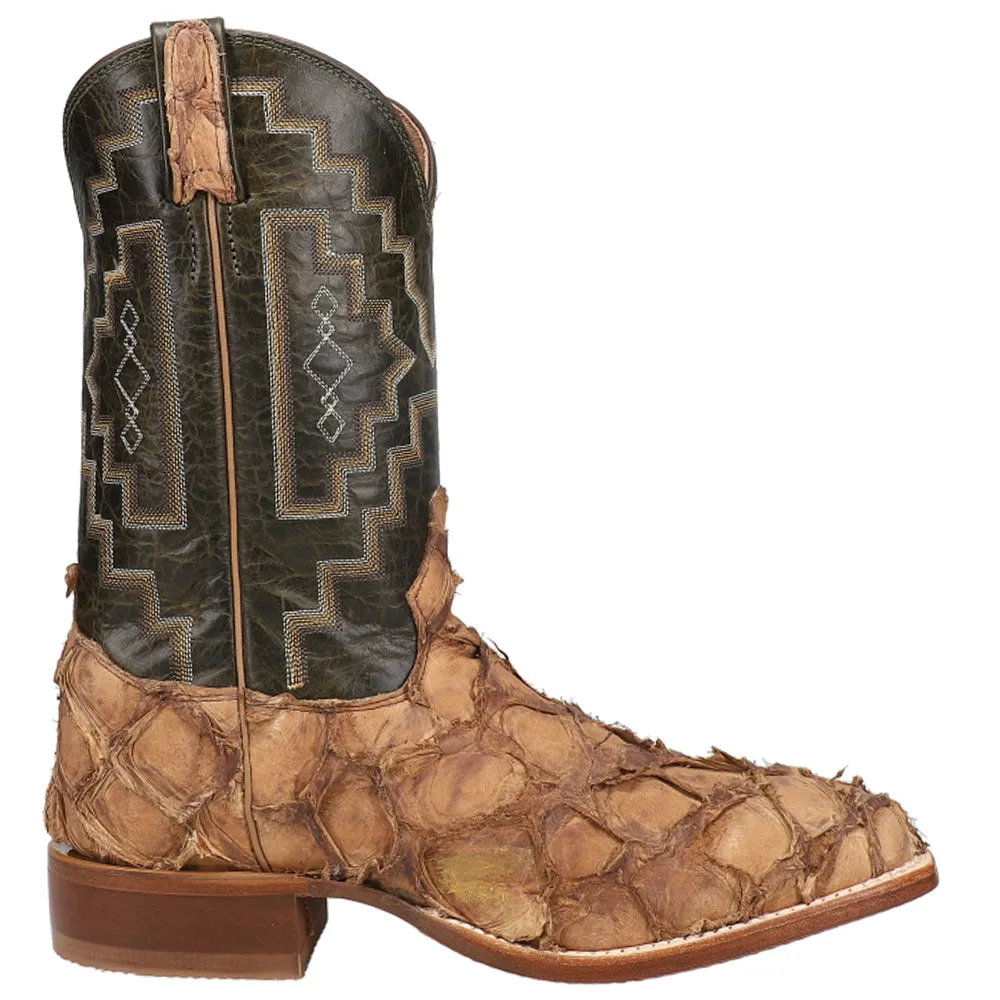 Leviathan Southwest Embroidered Pirarucu Square Toe Cowboy Boots