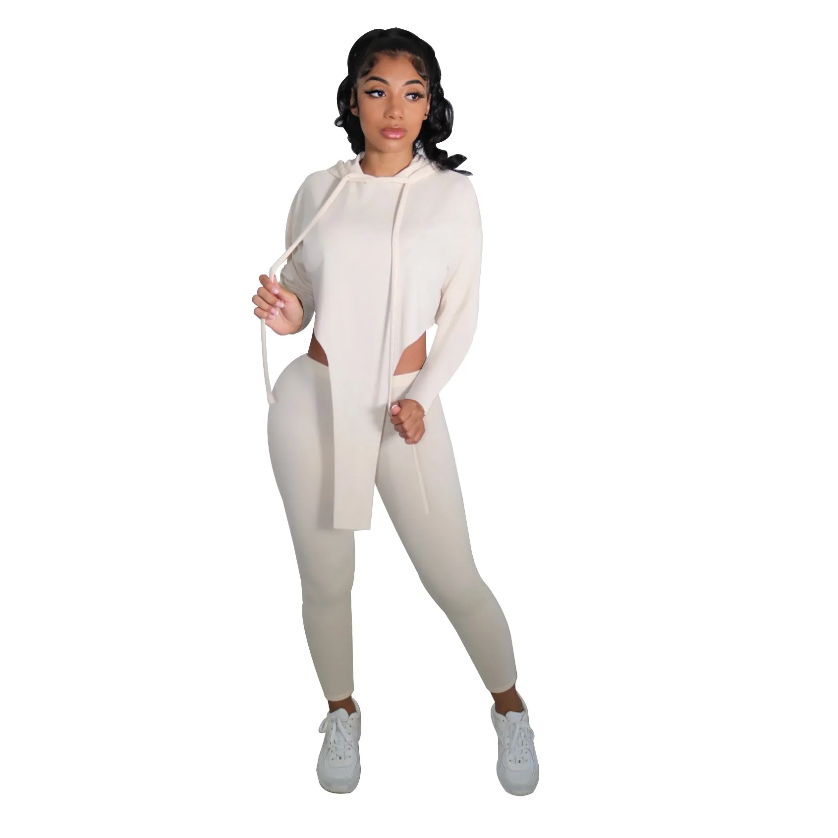 MB FASHION Two-Piece Hoodie and High-Waist Legging Activewear Set 445R