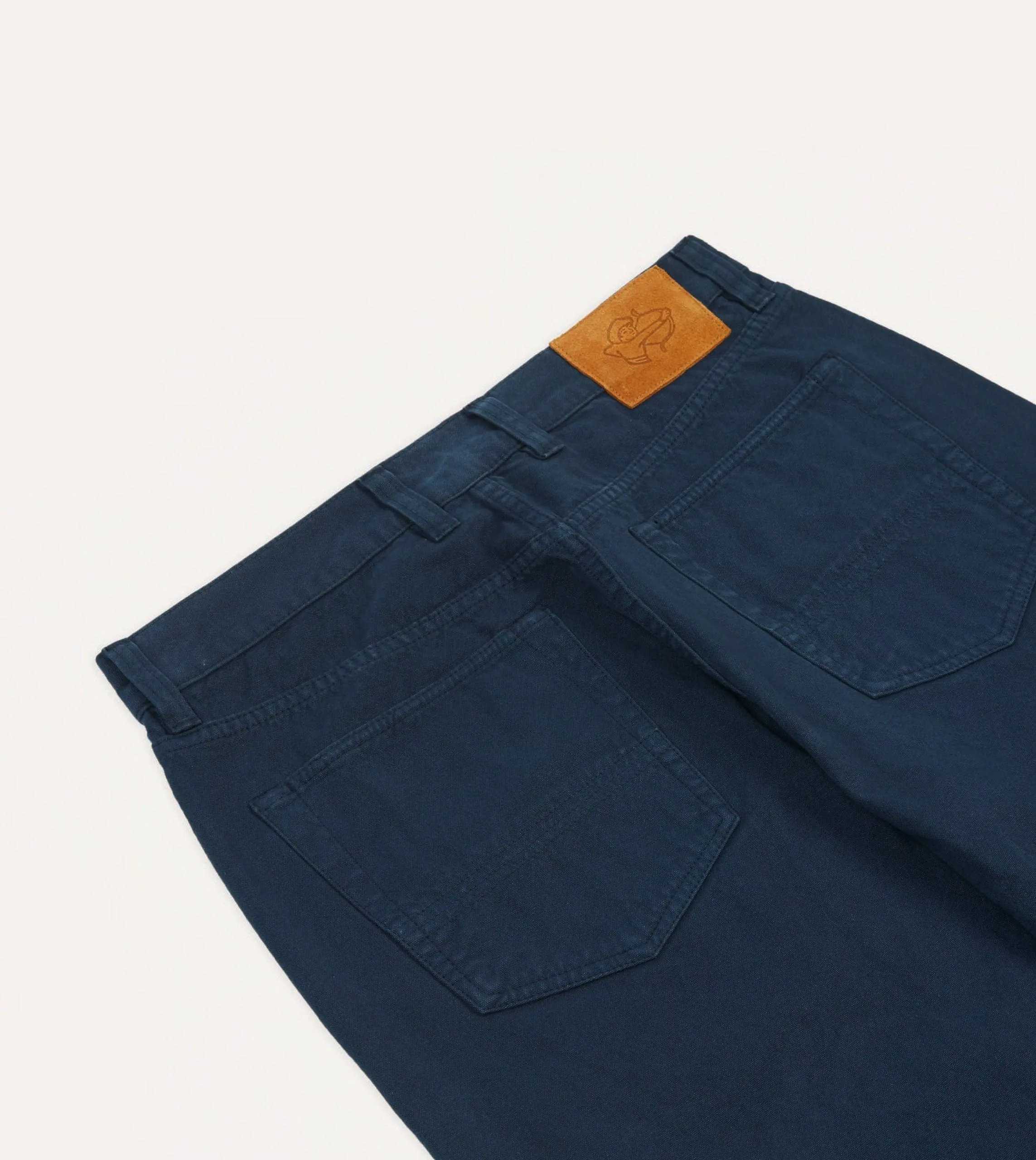 Navy Lightweight Cotton Canvas Five-Pocket Jeans