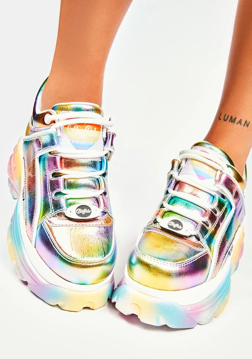 Pastel Metallic Classic Low Platform Sneakers