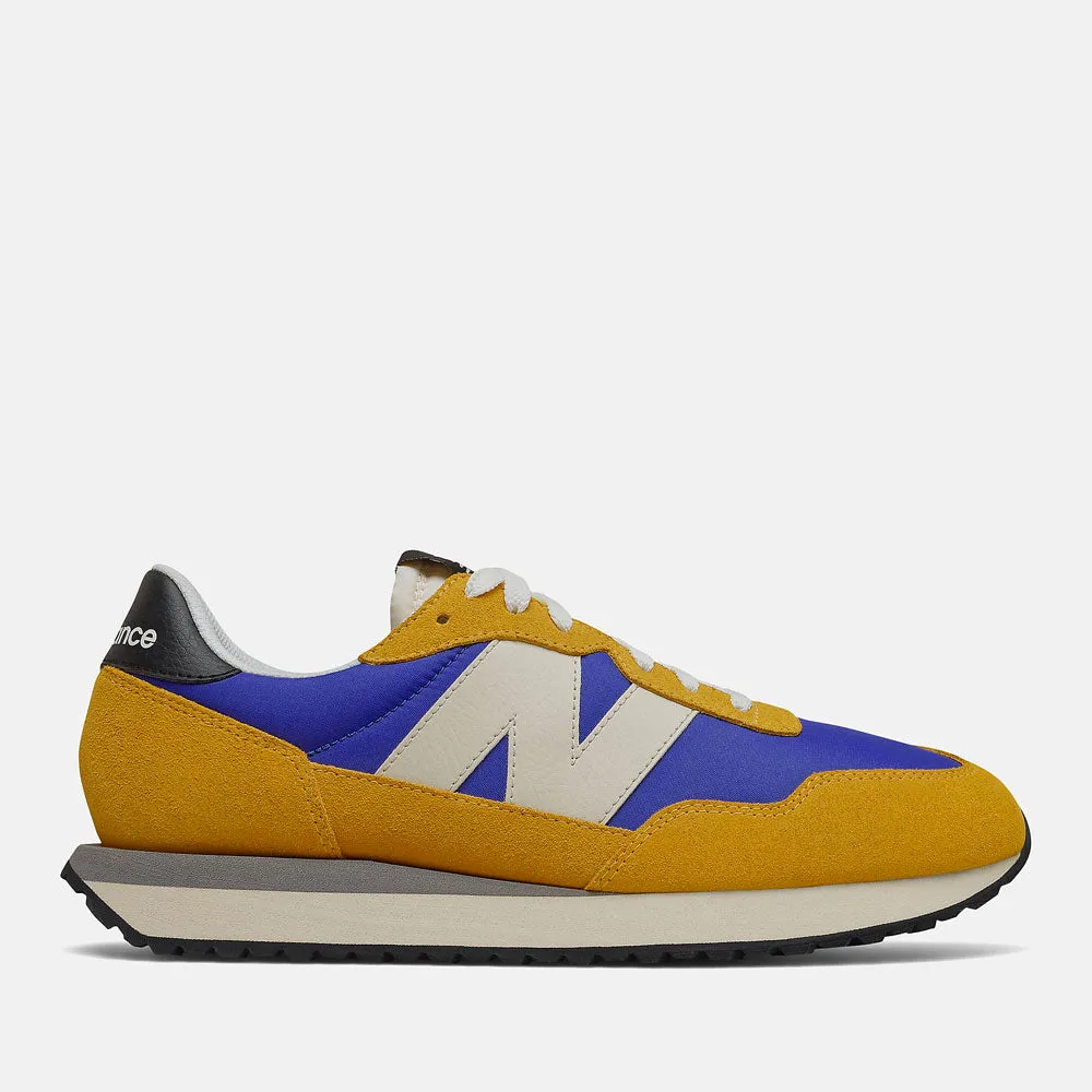 Scarpe Uomo NEW BALANCE Sneakers 237 in Suede e Nylon colore Cobalt Blue e Giallo