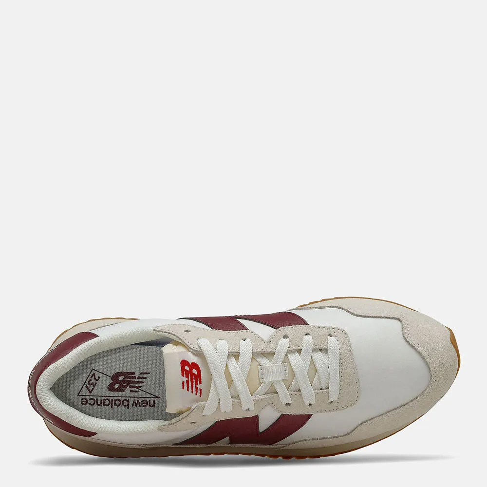 Scarpe Uomo NEW BALANCE Sneakers 237 in Suede e Tessuto colore Off White e Burgundy