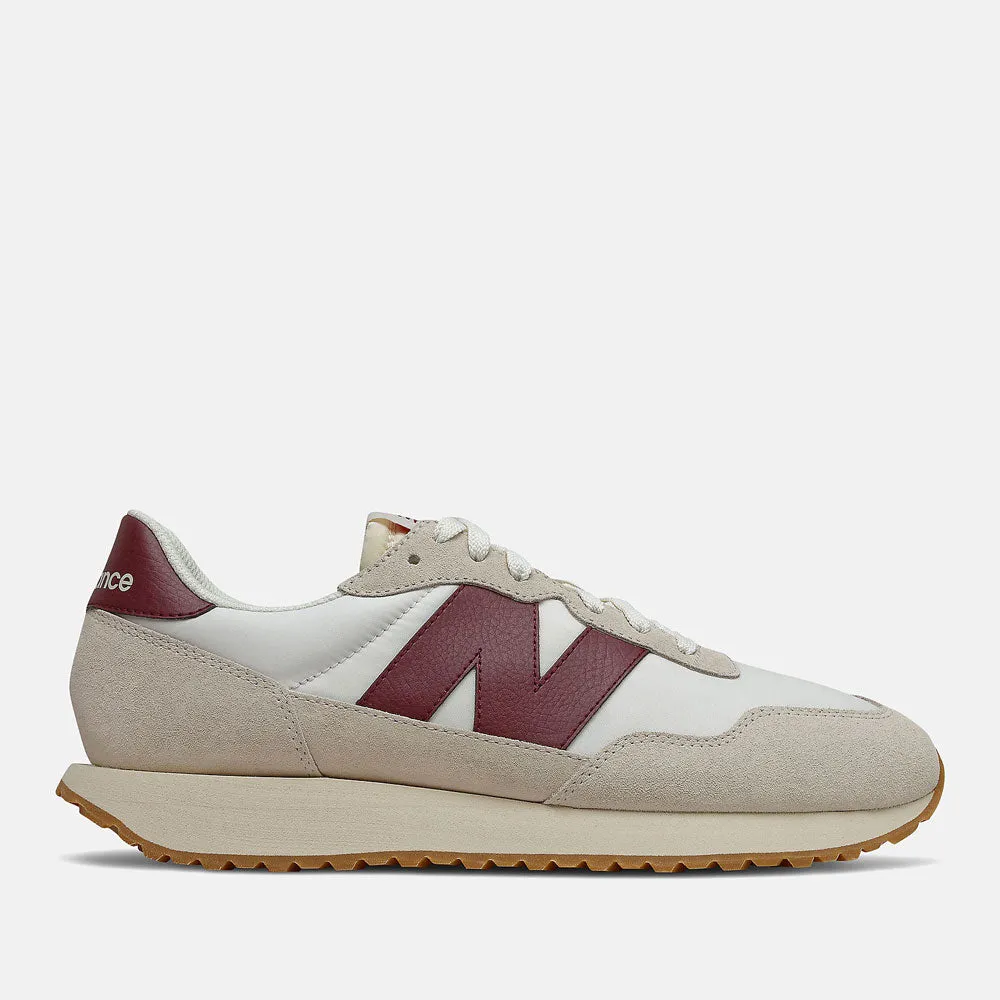 Scarpe Uomo NEW BALANCE Sneakers 237 in Suede e Tessuto colore Off White e Burgundy