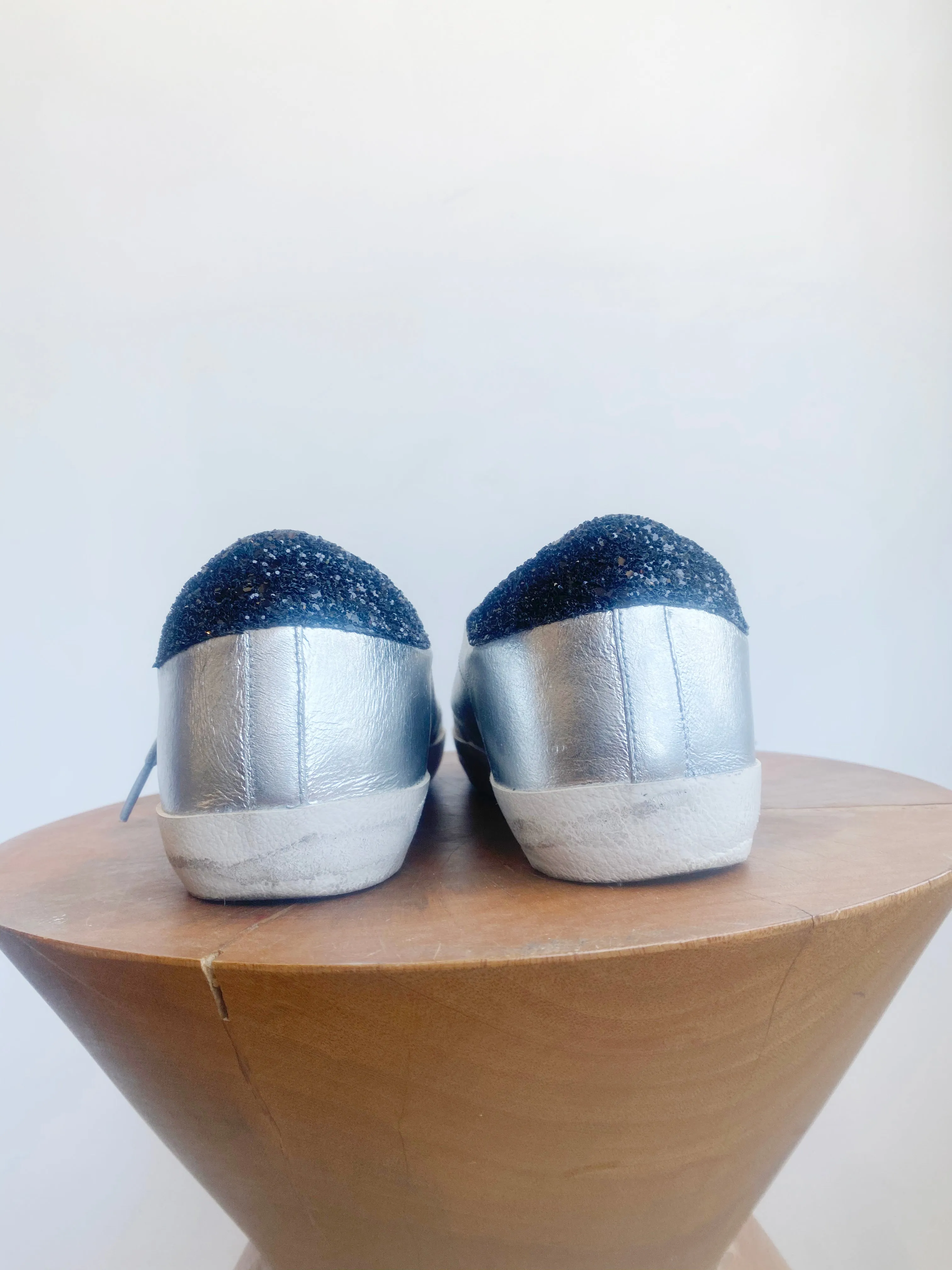 SILVER SUPERSTAR LOW TOP SNEAKERS