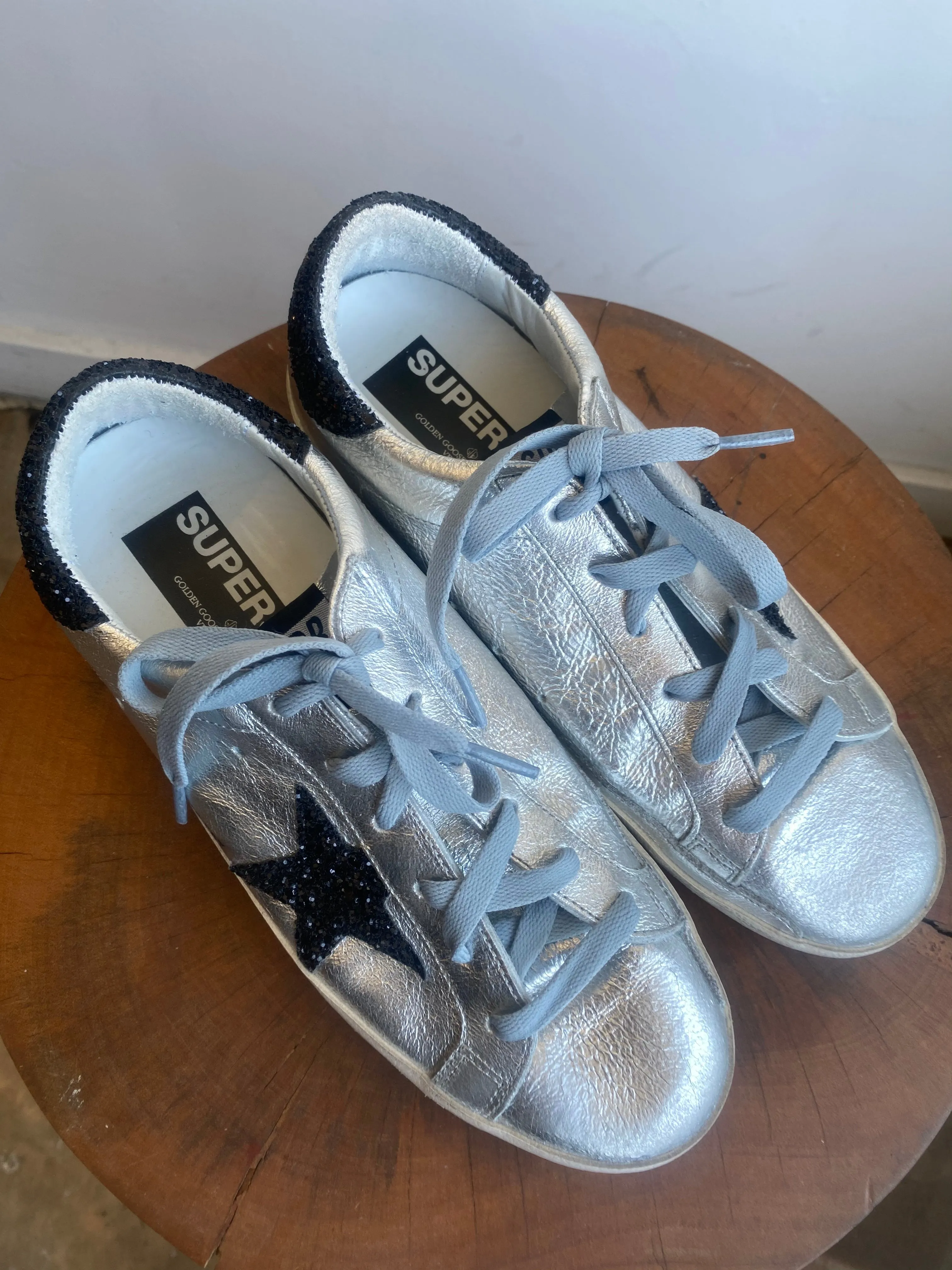 SILVER SUPERSTAR LOW TOP SNEAKERS