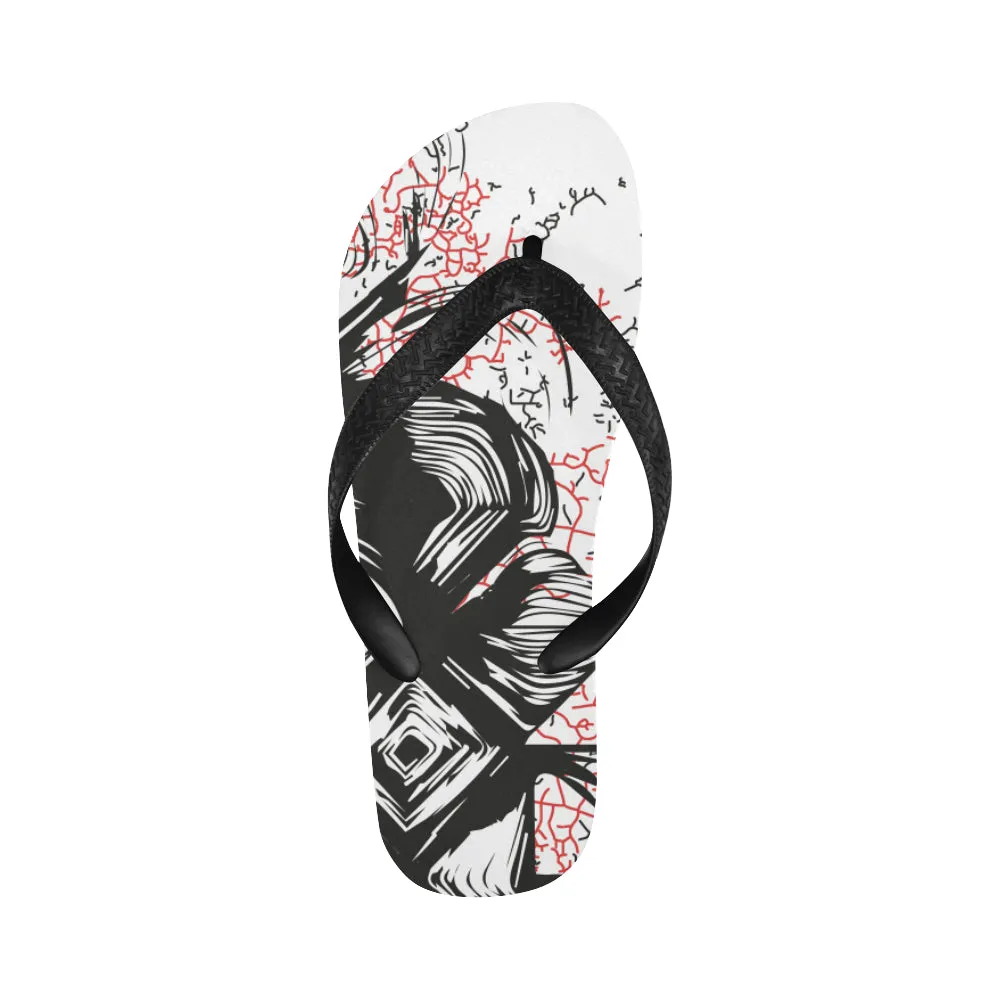 Unisex Mystic Black Doodle Print Flip Flops