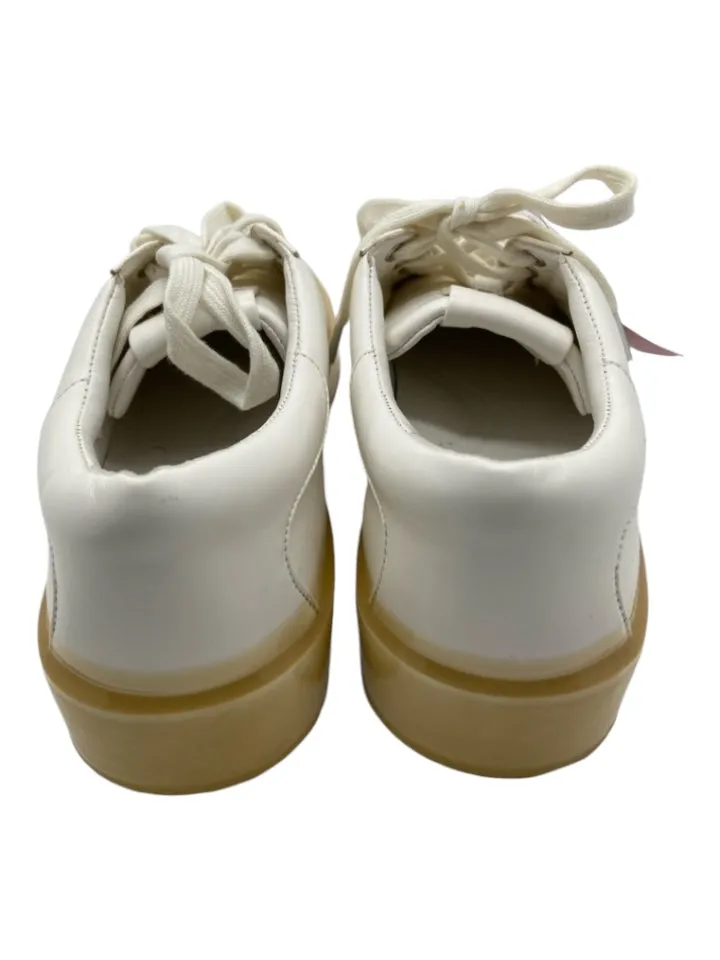 Vince Shoe Size 6.5 Ivory & Yellow Leather & Rubber Ombre Dip dye Laces Sneakers