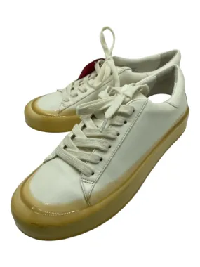 Vince Shoe Size 6.5 Ivory & Yellow Leather & Rubber Ombre Dip dye Laces Sneakers