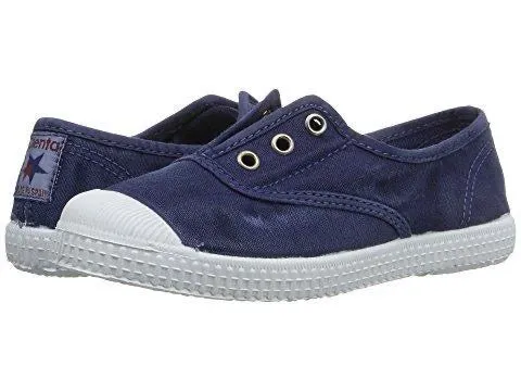 Washed Navy Canvas Laceless Sneaker