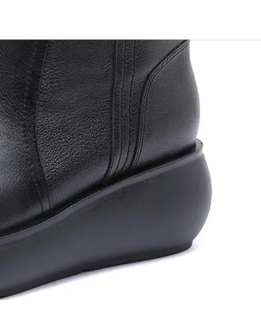 Winter Autumn Mid Calf Wedge Boots