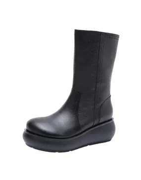 Winter Autumn Mid Calf Wedge Boots