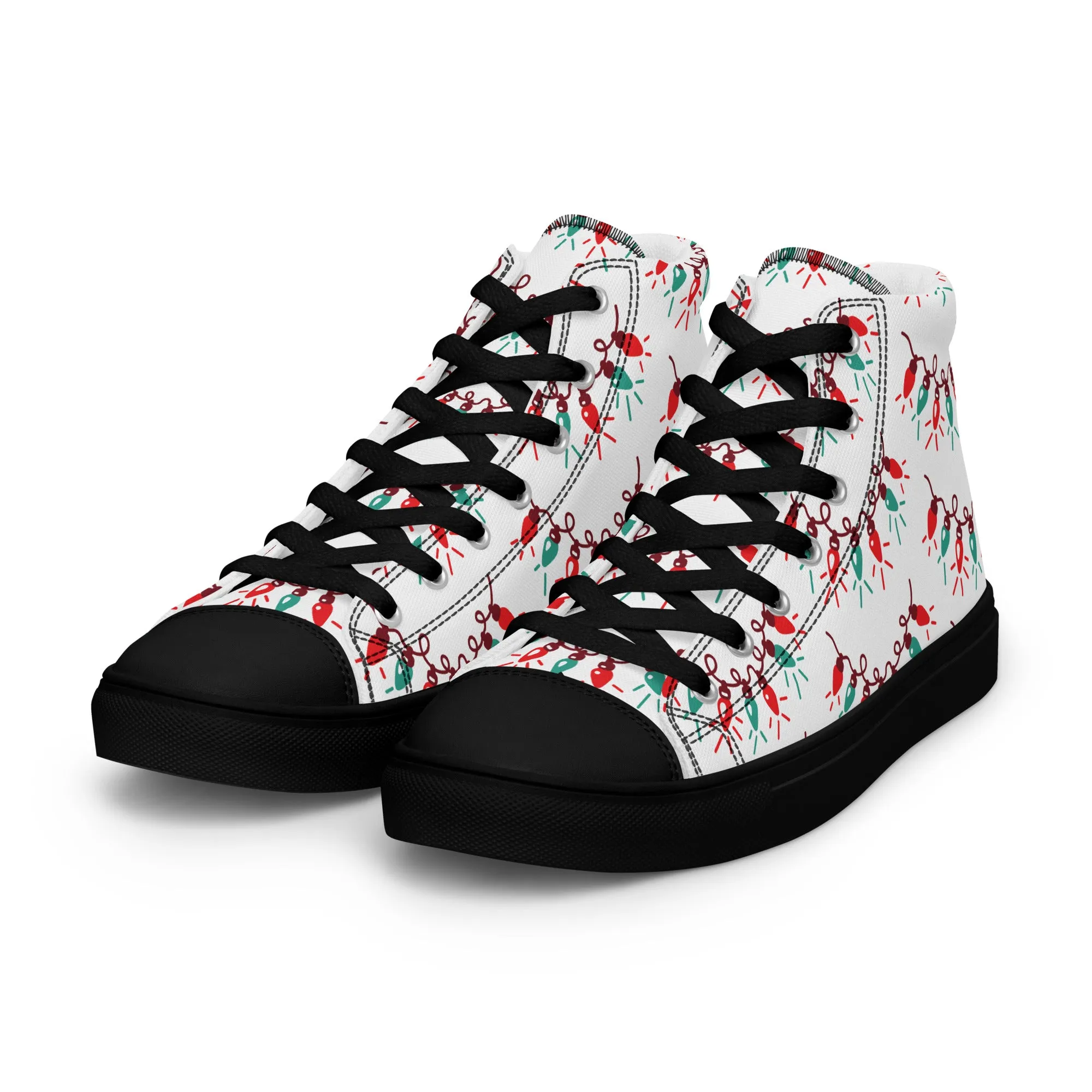 Women Christmas High Top Canvas Shoes (Glamourange Holiday Magic Canvas Shoes For Women - 009)