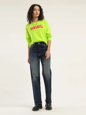 Women's Solid Lime Green Crew Neck Sweatshirt